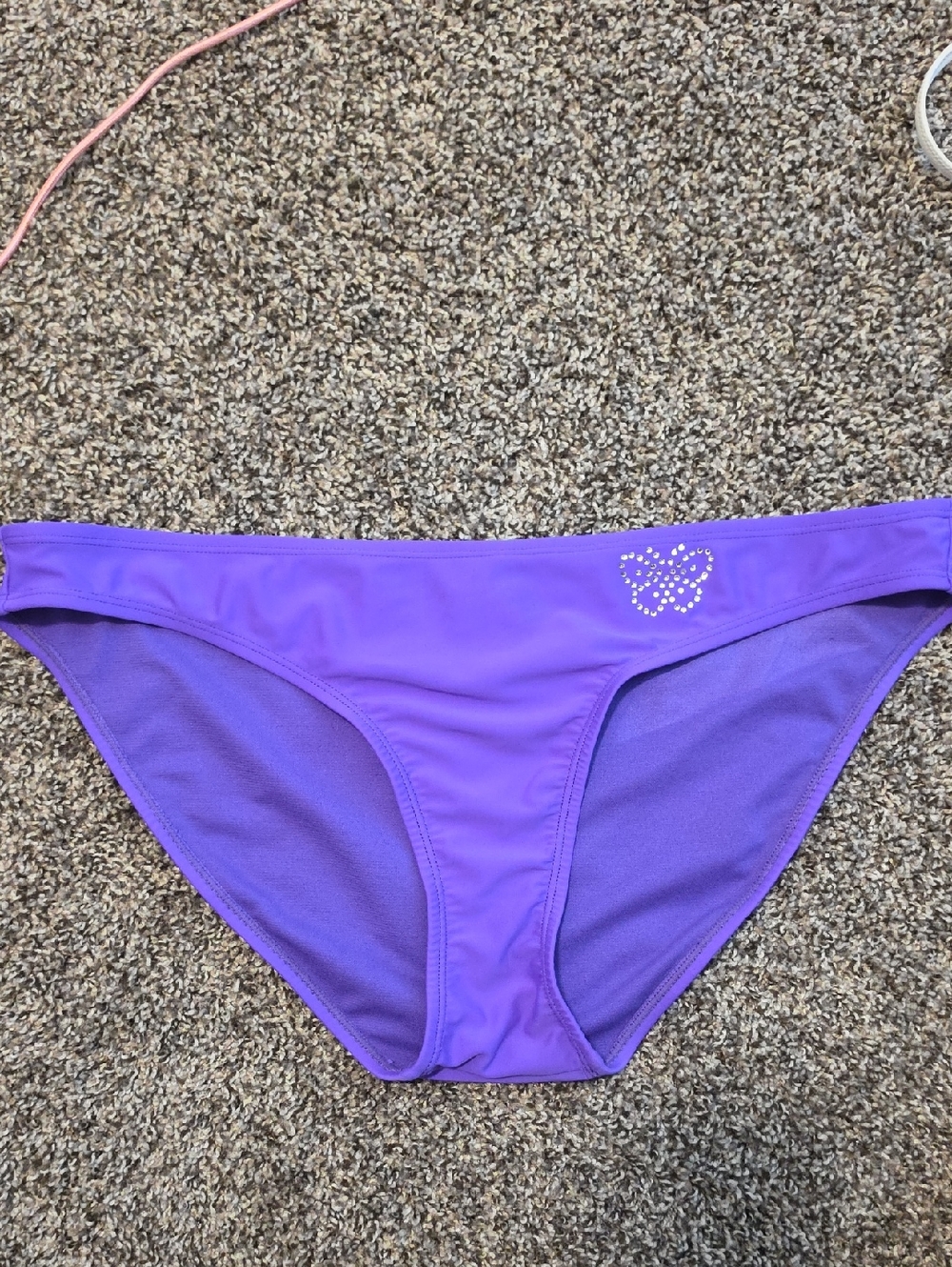 No Boundaries Purple Bikini Bottom with Rhinestone Butterfly Sz XL